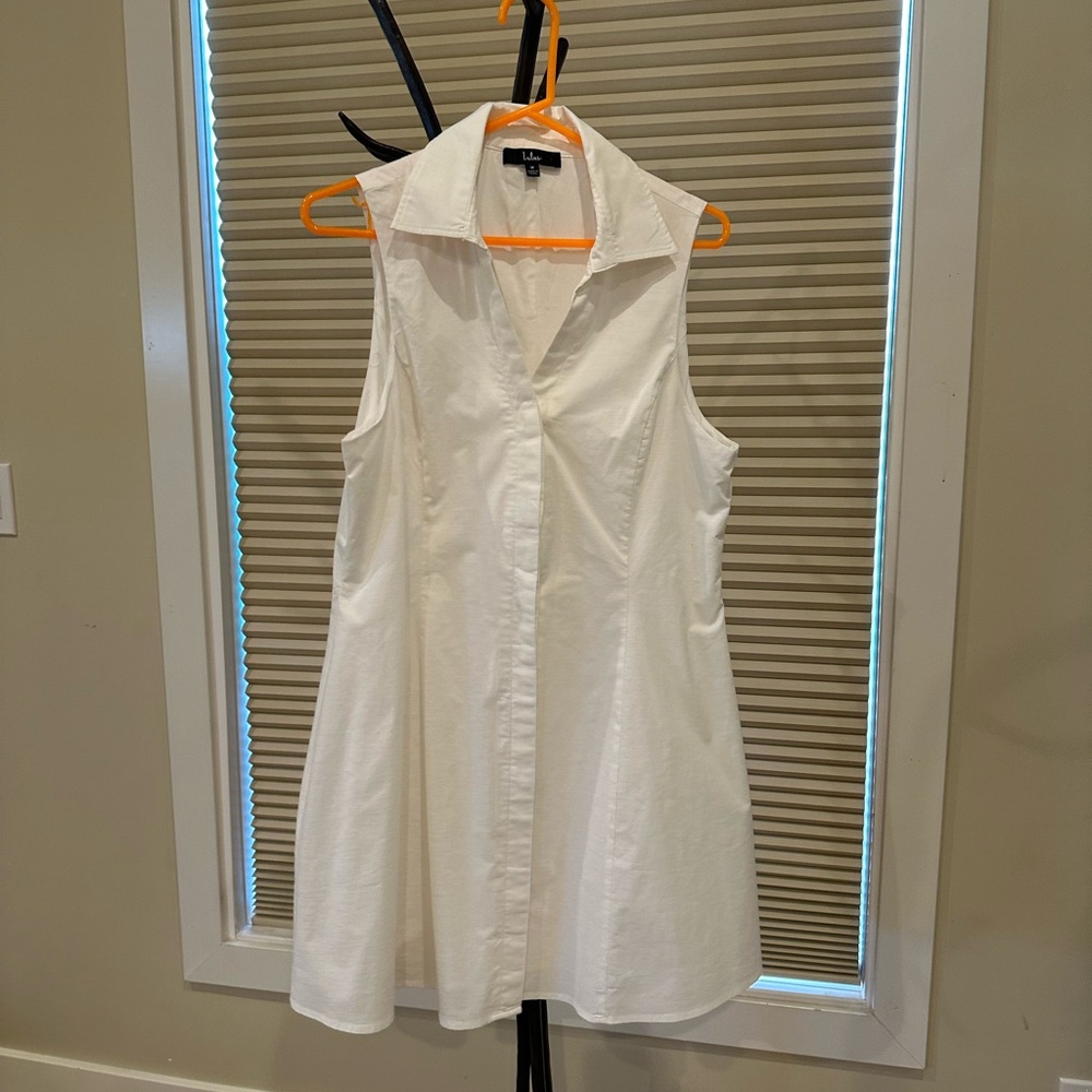 White T-shirt style dress. A-line cut